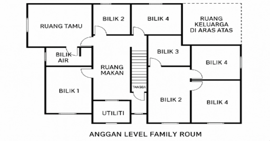 4 Bilik dengan Ruang Keluarga di Aras Atas